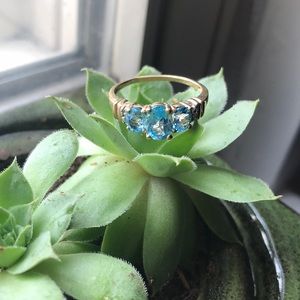 Blue topaz real 14k gold ring